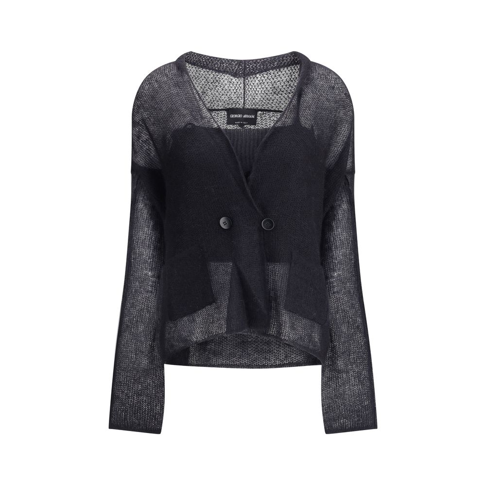 Giorgio Armani Black Mohair Cardigan