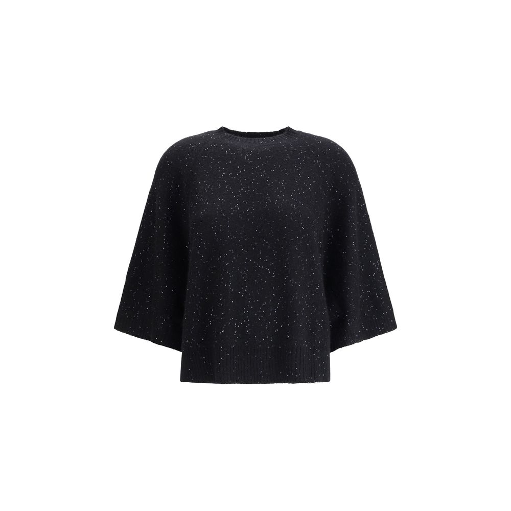 Fabiana Filippi Black Fleece Wool Sweatshirt