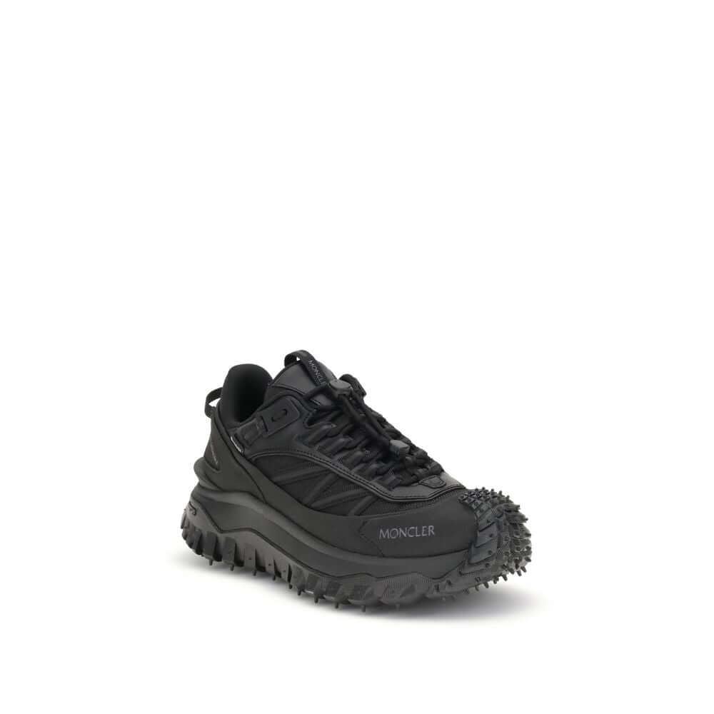 Moncler Black Calf Leather Bos Taurus Athletic Sneakers with reflective inserts and padded ankle