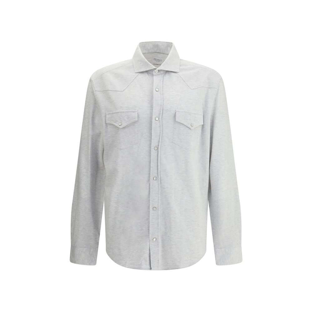 Brunello Cucinelli Gray Cotton Shirt