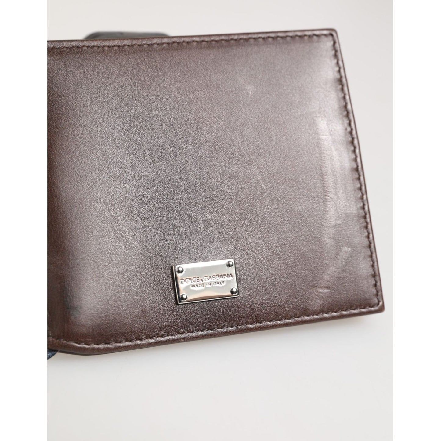 Dolce & Gabbana Brown Leather DG Logo Engrave Bifold Card Holder Wallet