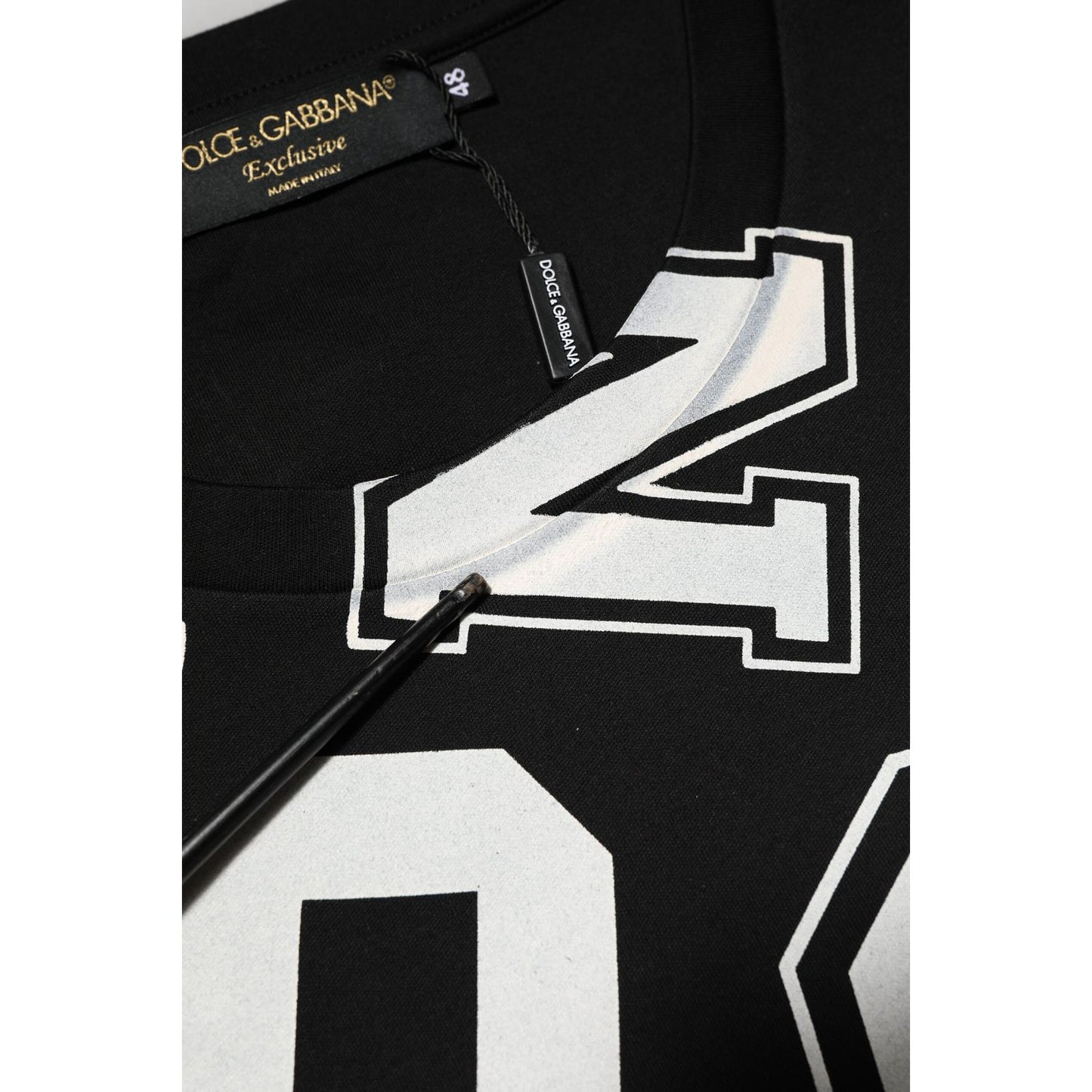 Dolce & Gabbana Black Cotton Letter Print Short Sleeve T-shirt