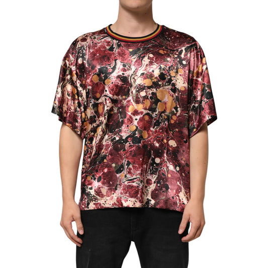 Dolce & Gabbana Multicolor Polyester Marble Print Oversize T-shirt