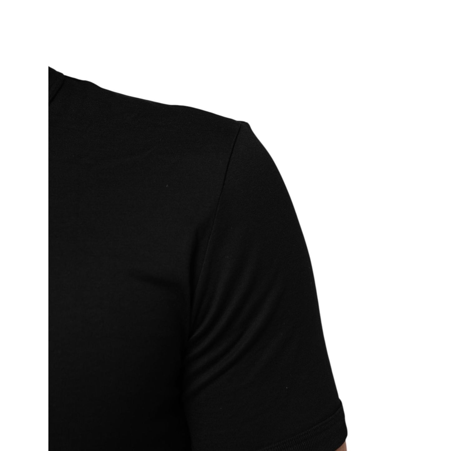 Dolce & Gabbana Black Cotton Plain V-Neck Men Shirt T-shirt, premium soft cotton short sleeve, made in Italy
