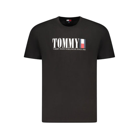 Tommy Hilfiger Black Cotton Men T-Shirt with logo print