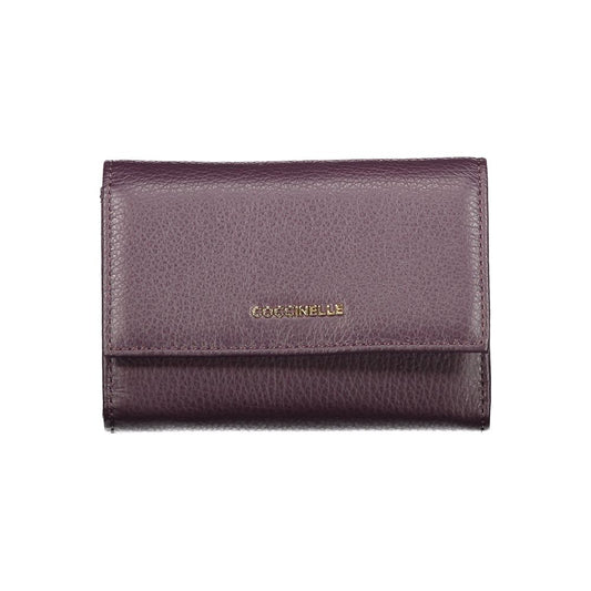 Coccinelle Purple Leather Women Wallet with chic design and multiple compartments for cards and coins, perfect for stylish functionality.