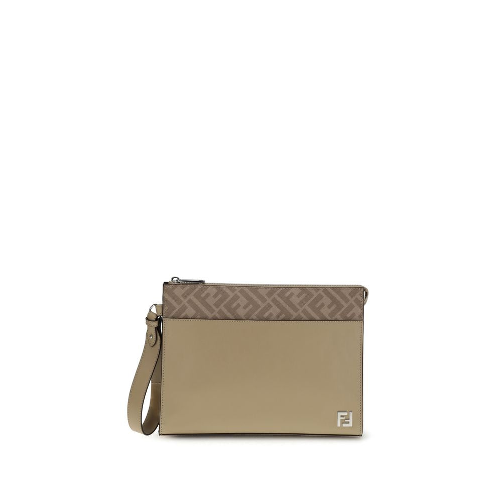 Fendi Beige Leather Clutch Bag
