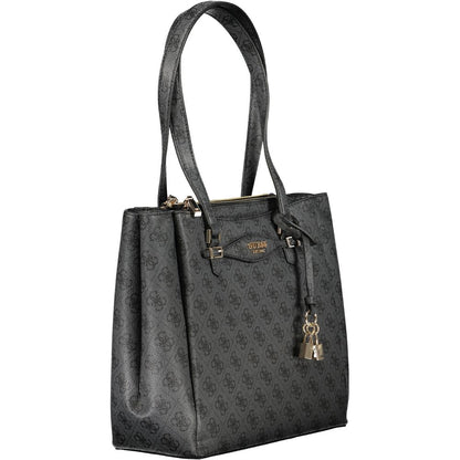 Guess Jeans Black Polyethylene Women Handbag with shoulder straps and padlock detail.