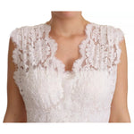 Dolce & Gabbana White Flower Lace Corsage Long Maxi Dress