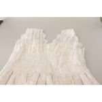 Dolce & Gabbana White Flower Lace Corsage Long Maxi Dress