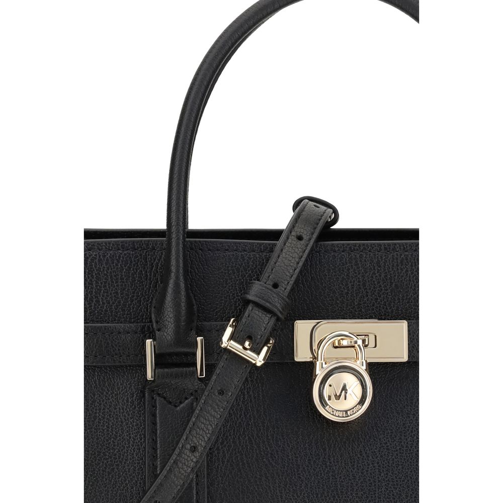 Michael Kors Black Calf Leather Bos Taurus Shoulder Bag with metal lock detail