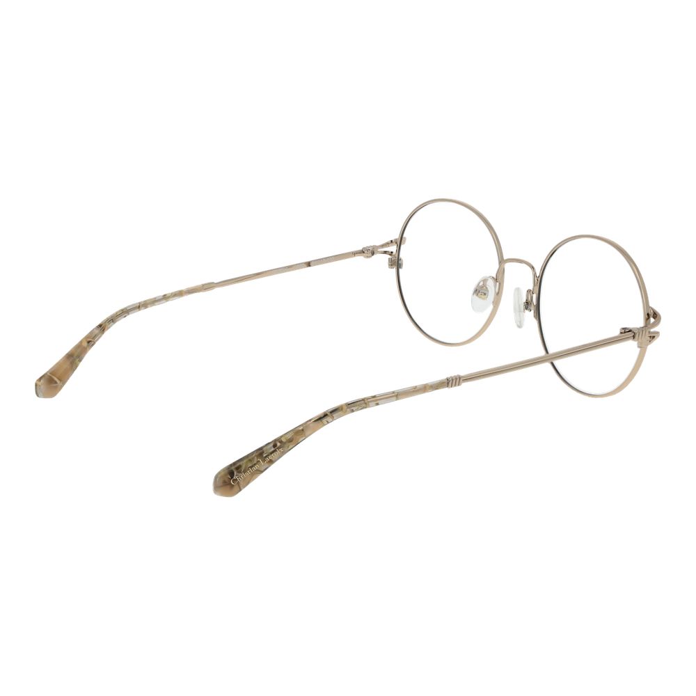Christian Lacroix Beige Women Glasses Frame, full-rim round metal frame, demo lenses, size 51-18-135, includes branded case.