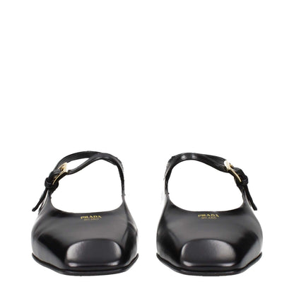 Prada Black Leather Flat Sandals