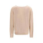 Back view of Allude Cashmere Sweater showcasing ribbed hem and soft design, perfect balance of classicism and comfort, AW25 season.