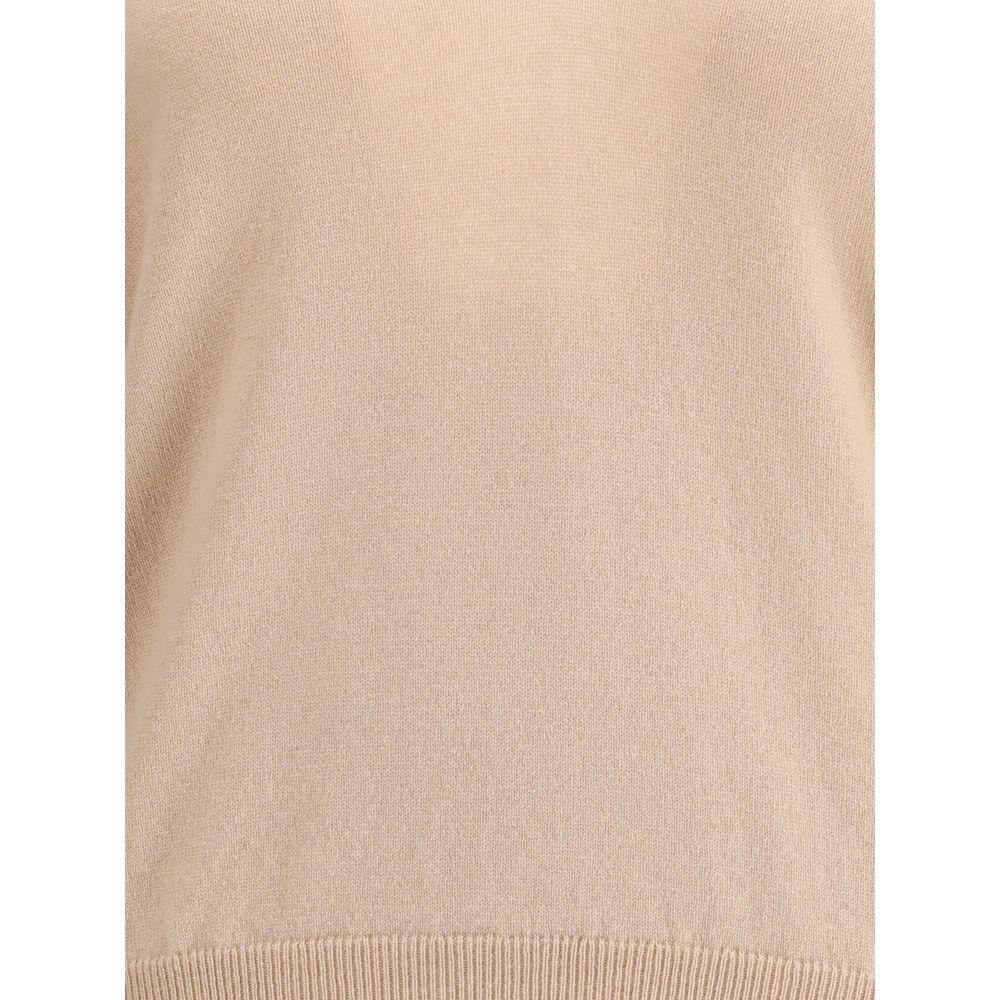Allude Cashmere Sweater with ribbed V-neck, hem, cuffs, and dropped shoulders for a refined, classic, and comfortable style, AW25 season.