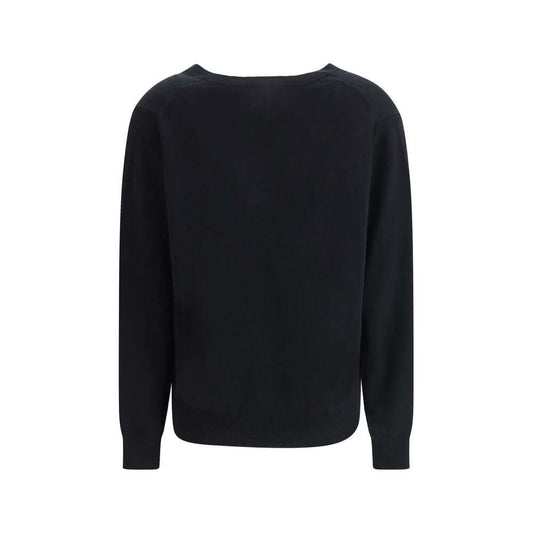 Back view of Allude Cashmere Sweater in black, featuring a ribbed hem, cuffs, and a modern fit with dropped shoulders. Ideal for AW25 season.