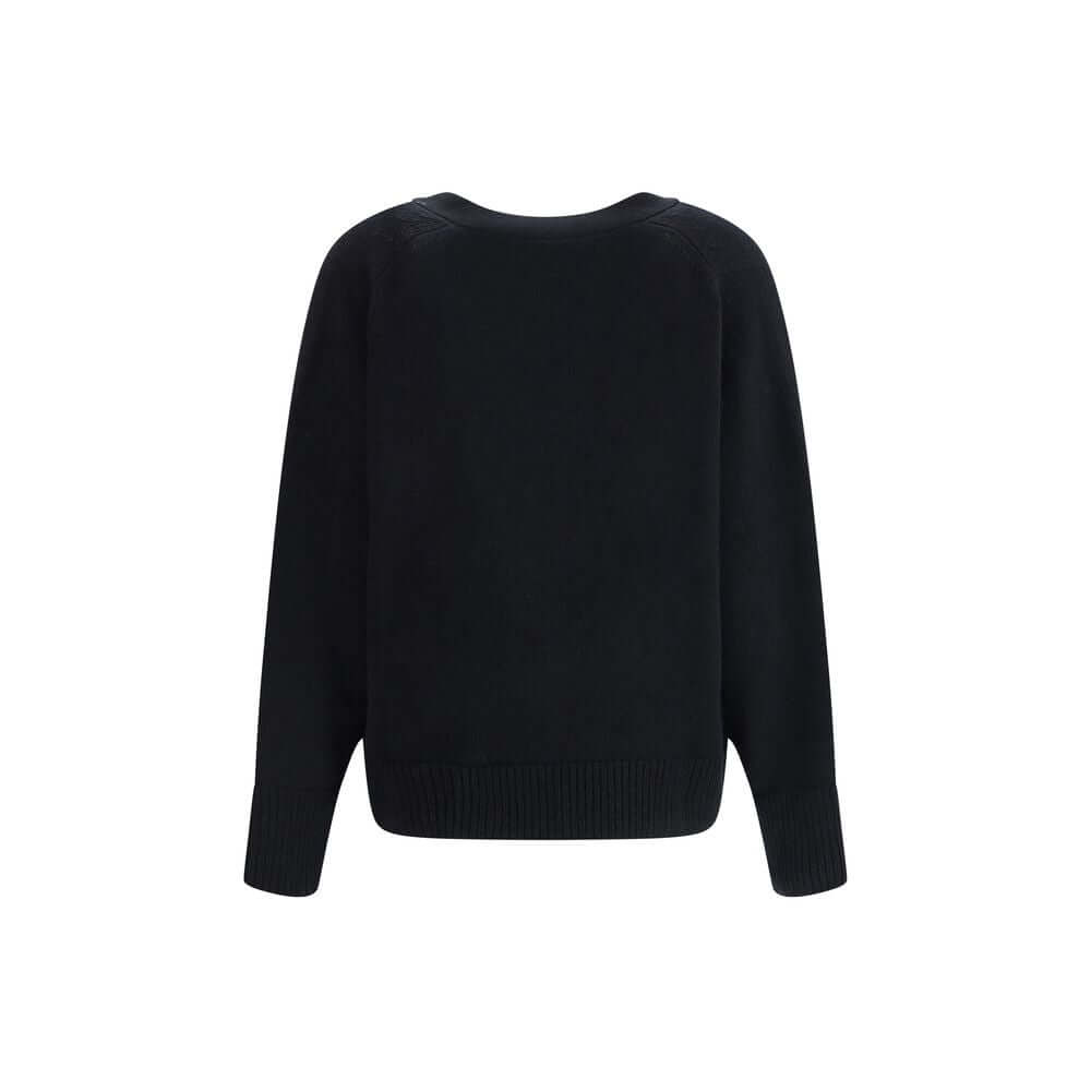 Back view of Allude Wool and cashmere Cardigan showcasing ribbed hem and cuffs with a relaxed fit, ideal for casual and refined looks.