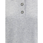 Close-up view of Allude Wool polo Sweater showcasing three-button closure and ribbed collar for a versatile, sophisticated design.
