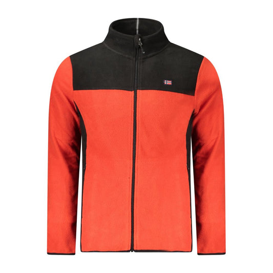 Norway 1963 Red Polyester Men Sweater with black accents and zip