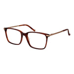 Hackett Brown Men Glasses Frame, full-rim square plastic frame in brown, size 56-19-145, with demo lenses and branded case included.