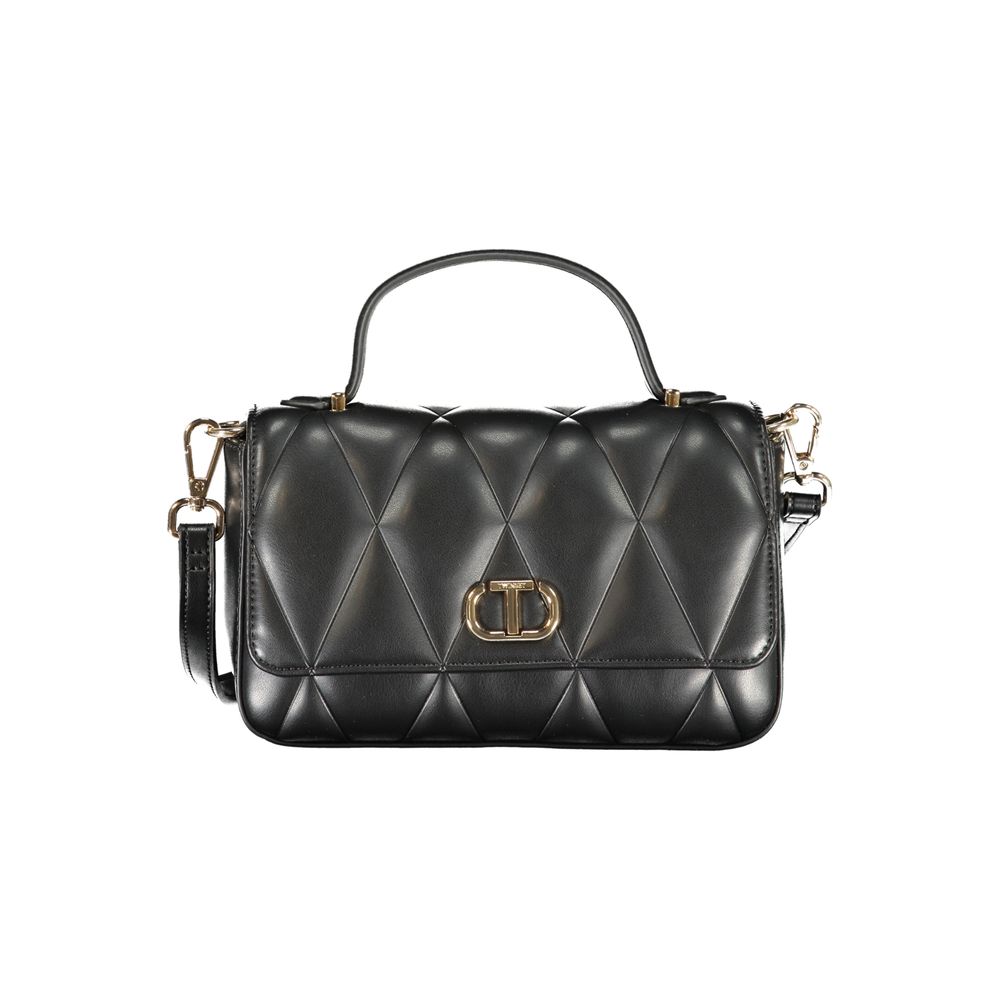Twinset Black Polyethylene Women Handbag with elegant quilted design and shoulder strap
