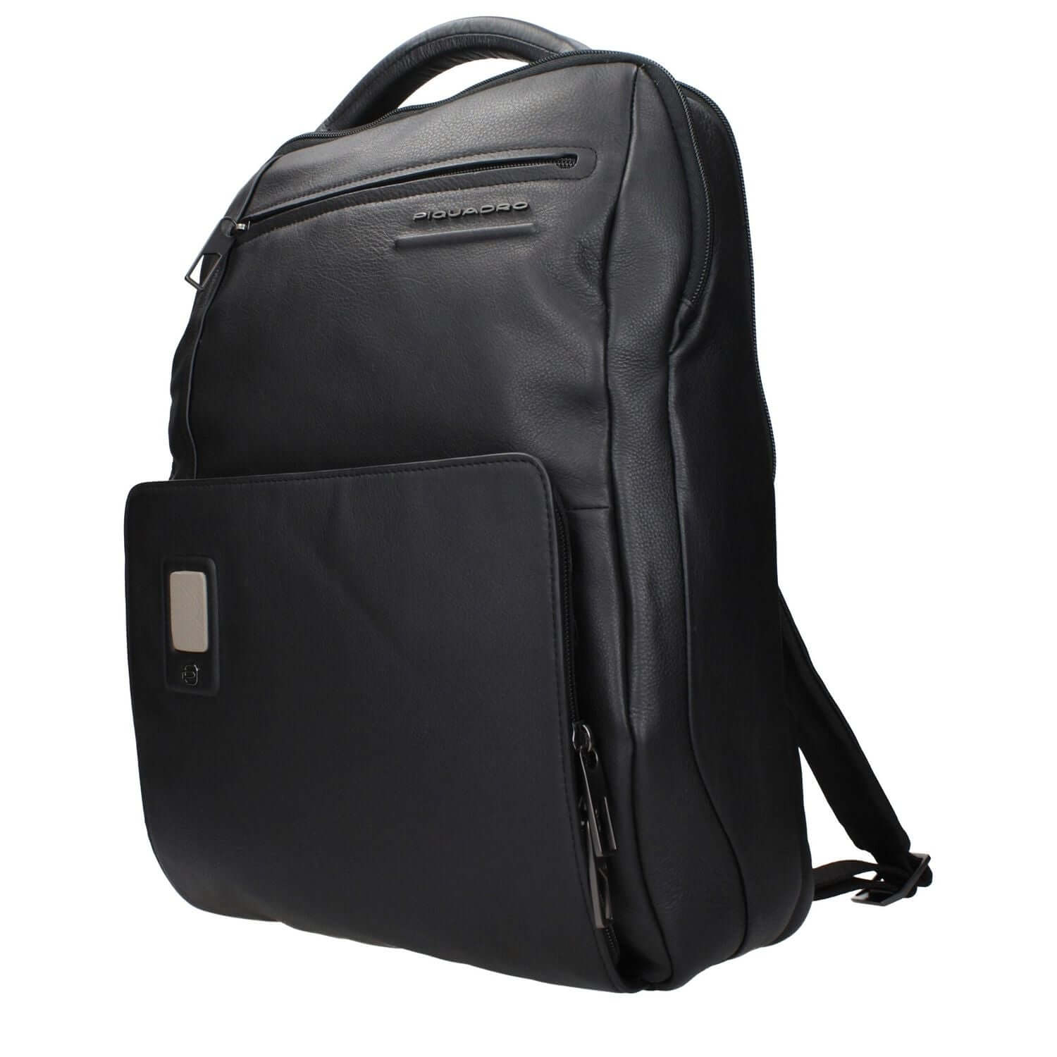 Piquadro Black Leather Backpack