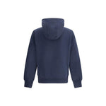 Back view of Parajumpers Everest Hoodie with hood in navy cotton-polyester fleece showing diagonal design.