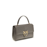 PINKO Love Lady Handbag with gold-plated Love Birds logo, quilted design, and chain strap showcasing elegant style.