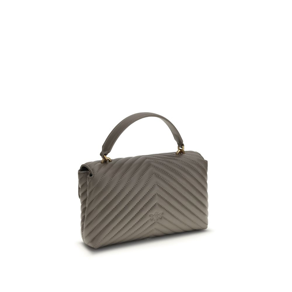 PINKO Love Lady Handbag in quilted calfskin with gold-plated Love Birds logo, featuring a sliding chain strap and interior zipper pocket.