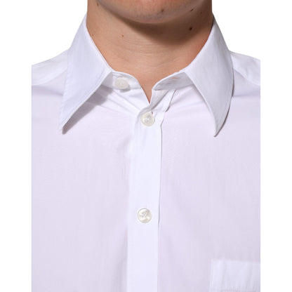 Dolce & Gabbana White Logo Plaque Collared Formal Dress  Shirt