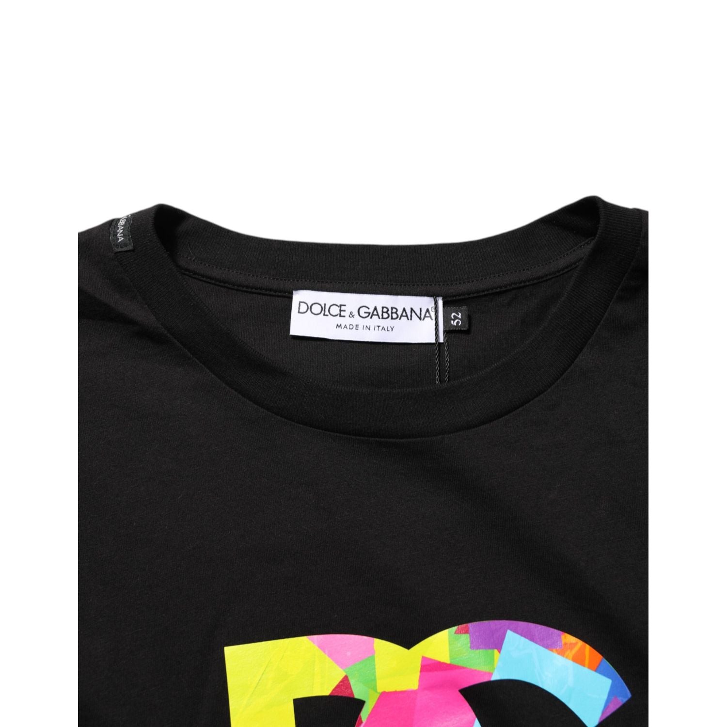 Dolce & Gabbana Black Logo Print Cotton Men Crew Neck T-shirt