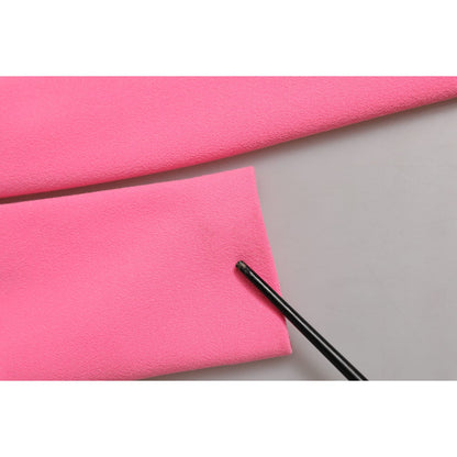 Dolce & Gabbana Pink Polyester Long Sleeves Sheath Midi Dress