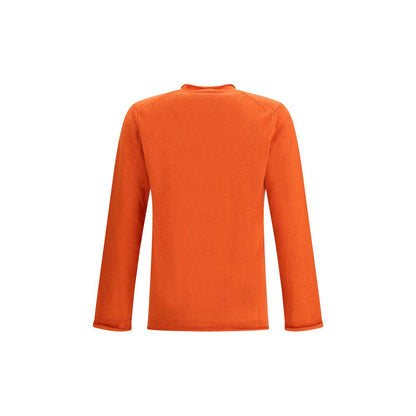 Comme Des Garçons Orange Wool Sweatshirt, ribbed knit, long sleeves, round neckline, elegant design, AW25 season, made in Japan