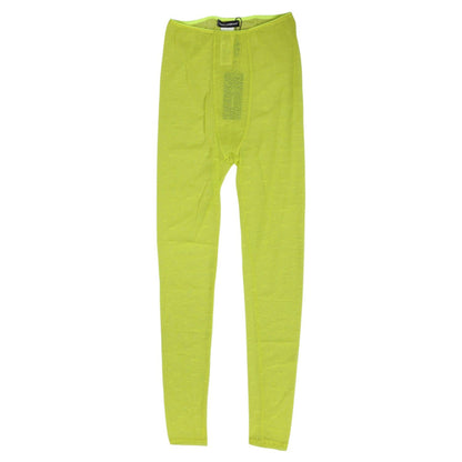 Dolce & Gabbana Neon Green Nylon Logo Lace Leggings Pants Underwear