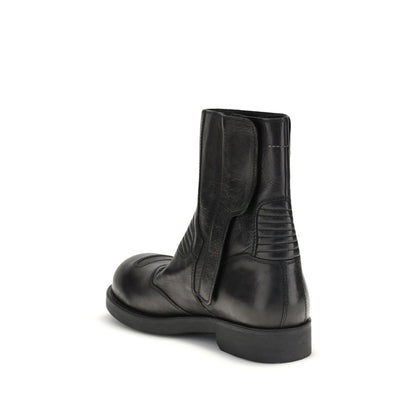 MM6 Black Leather Ankle Boots