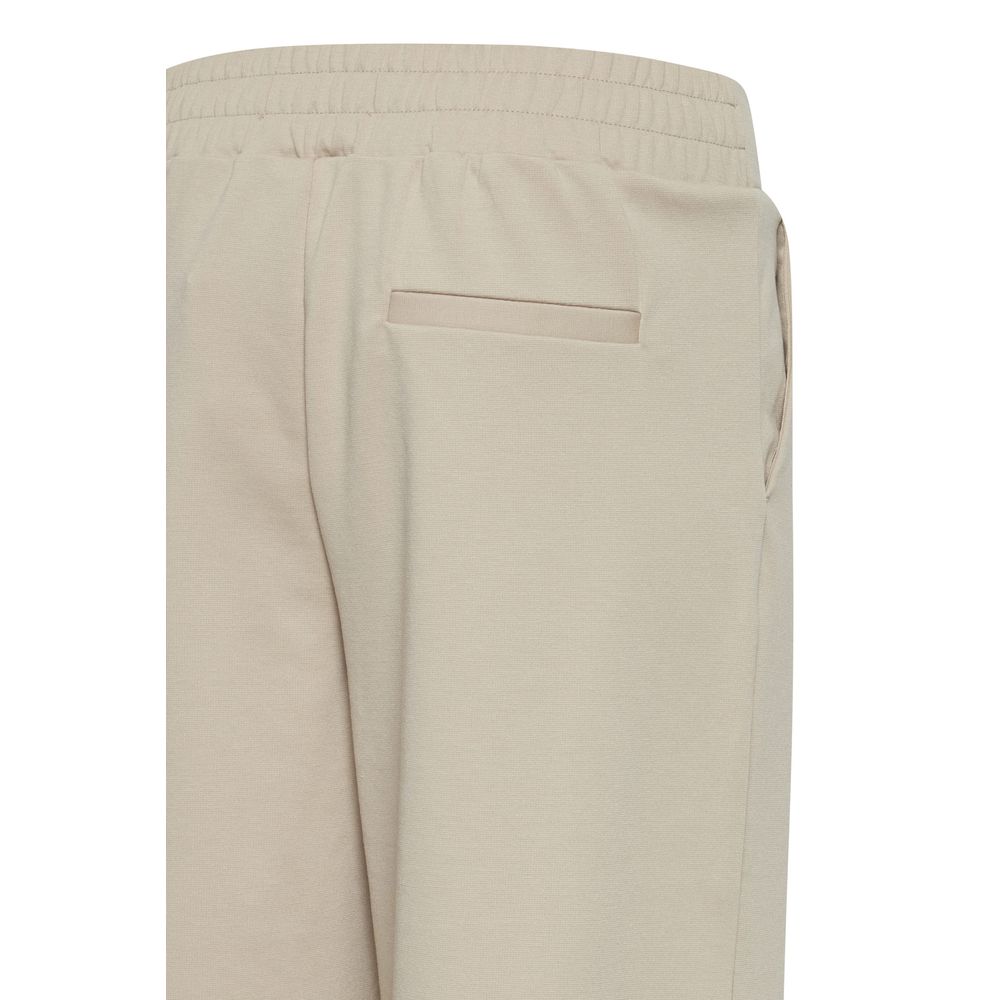 ICHI Beige Recycled Polyurethane Casual Pants