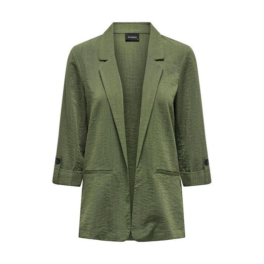 Only Green Viscose Blazer with 3/4 sleeves, ideal for office and casual wear. Lightweight and comfortable jacket.