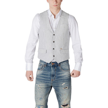 Gianni Lupo Black Linen Waistcoat