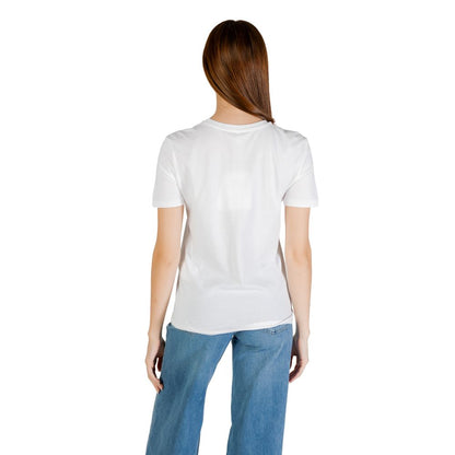 Back view of Only White Organic Cotton T-Shirt with pocket detail, perfect for summer wardrobe and casual outings.