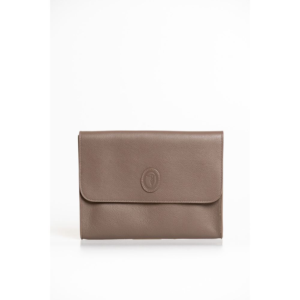 Trussardi Brown Polyester Clutch Bag