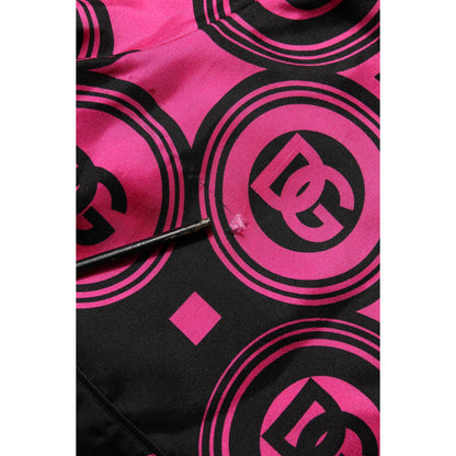 Dolce & Gabbana Pink Black Silk Logo Print DG Pattern Shorts