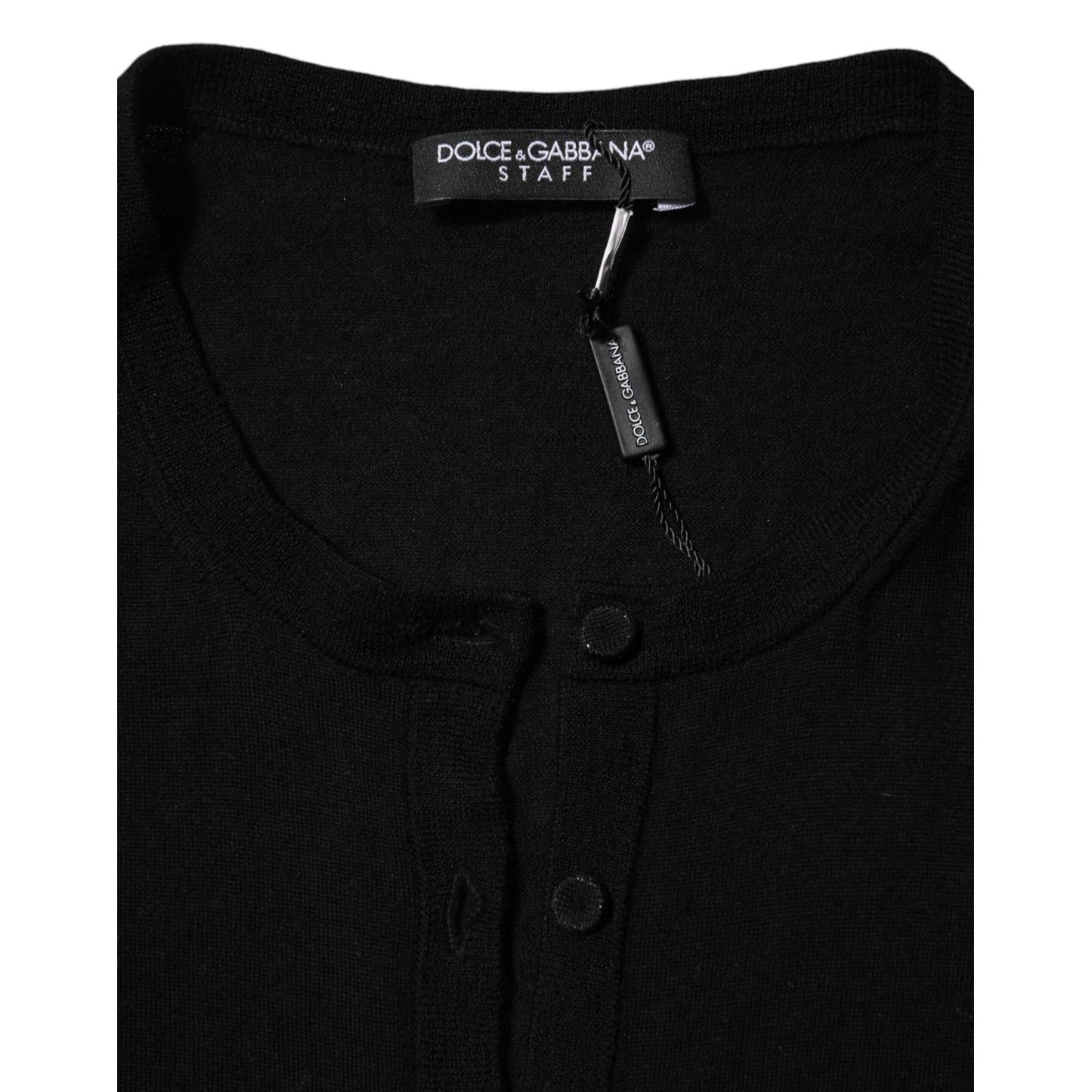 Dolce & Gabbana Black Virgin Wool Buttoned Cardigan Sweater