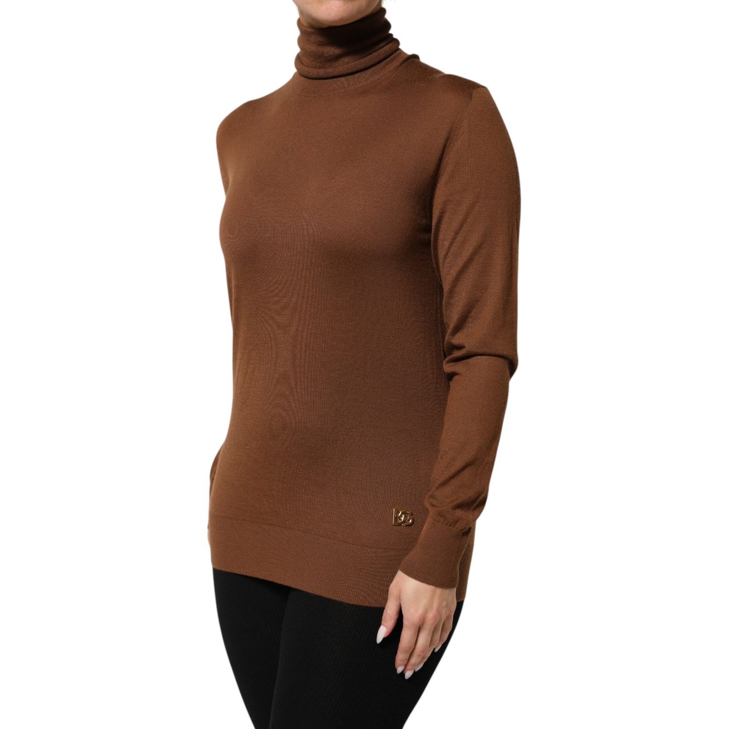 Dolce & Gabbana Brown Cashmere Turtle Neck Pullover Sweater