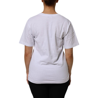 Dolce & Gabbana White Cotton V-Neck Short Sleeves T-Shirt