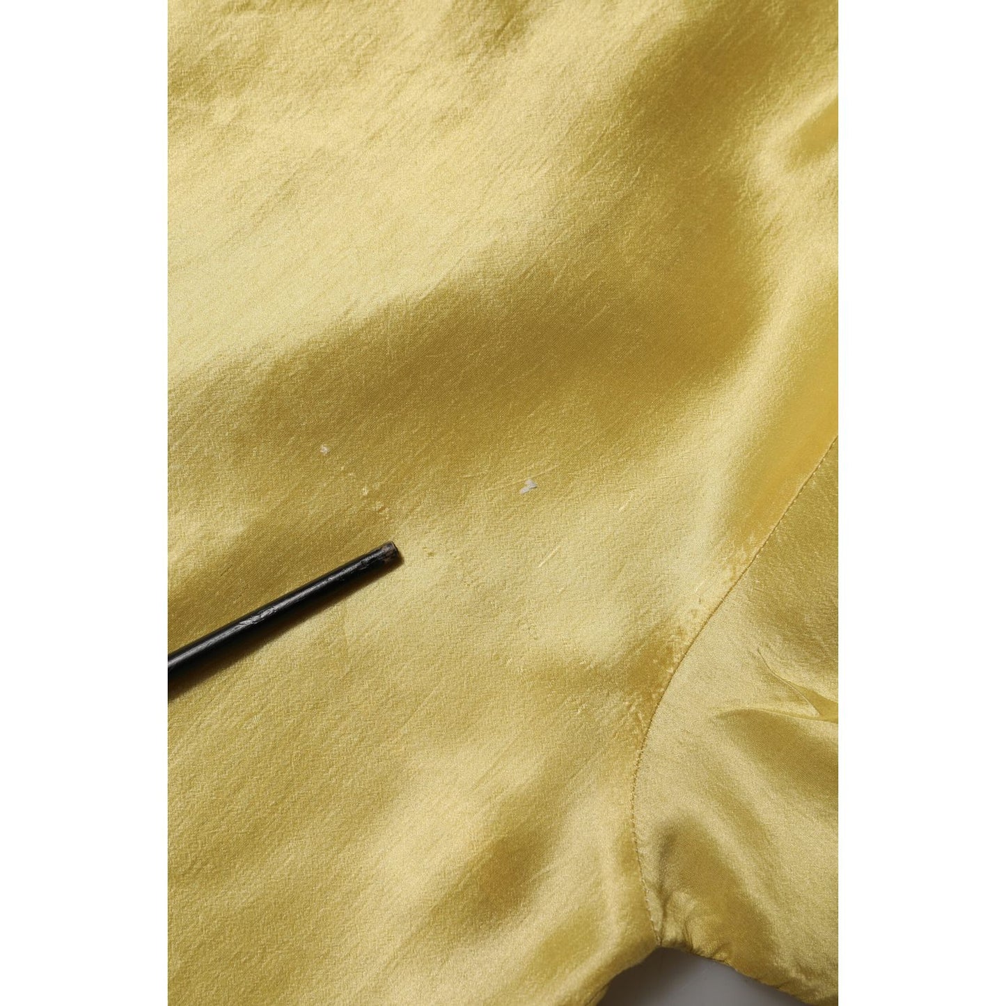 Dolce & Gabbana Yellow Silk Satin Floral Lace Short Sleeves Top