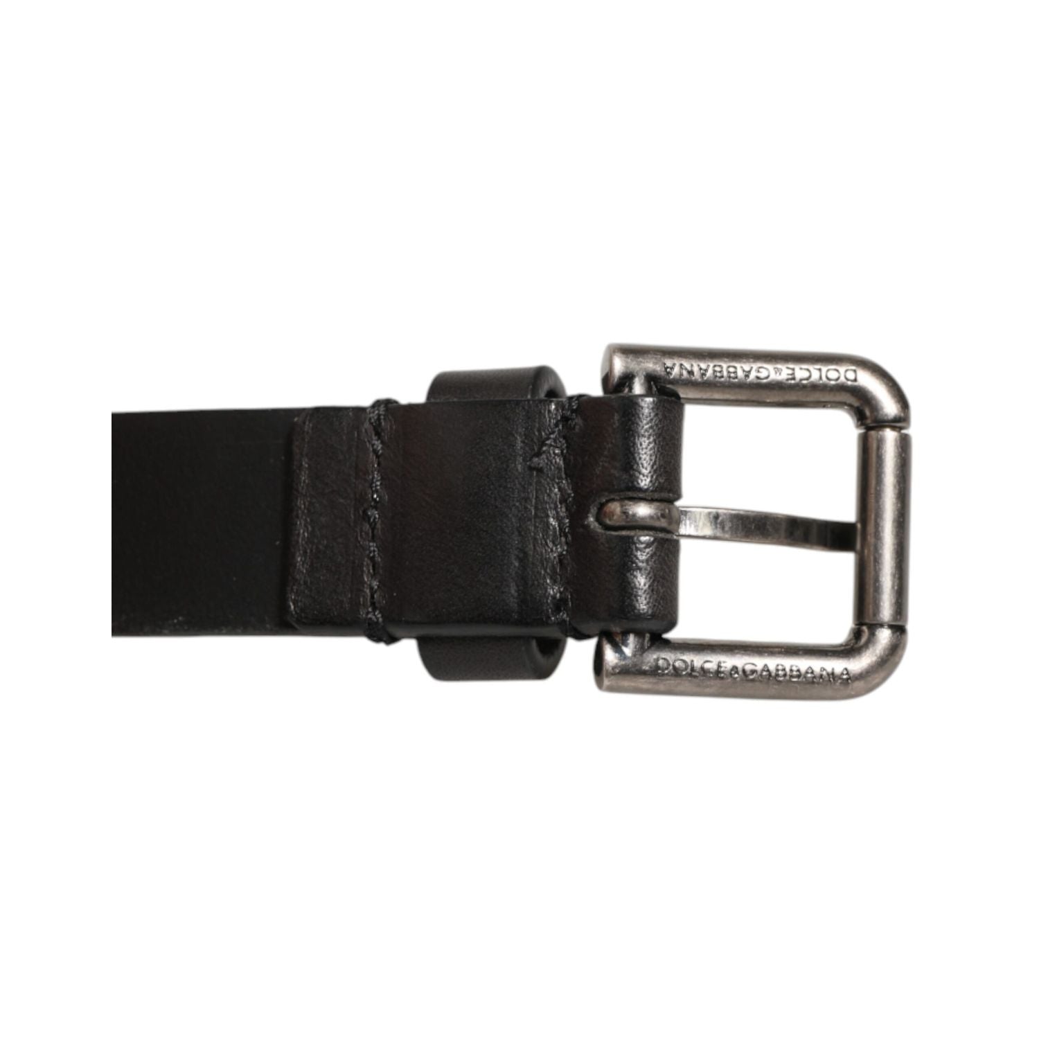 Dolce & Gabbana Black Double Strap Leather Silver Buckle Belt