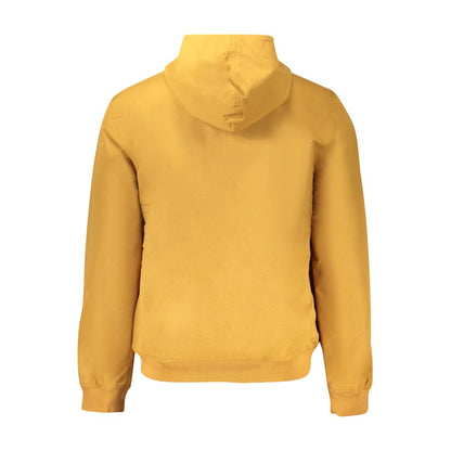 Yellow hooded jacket back view with zip and pockets, similar to Timberland Brown Polyester Jackets & Coat.