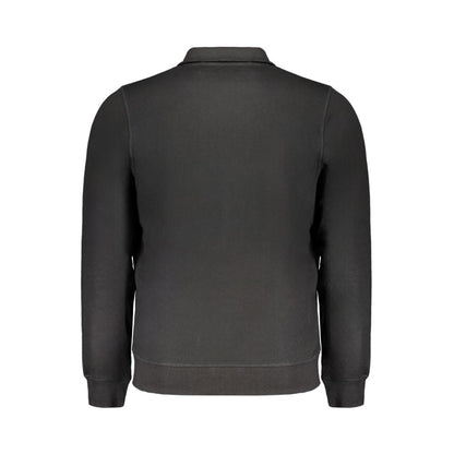 Back view of Gianmarco Venturi Black Cotton Sweatshirt with long sleeves and contrast embroidery.