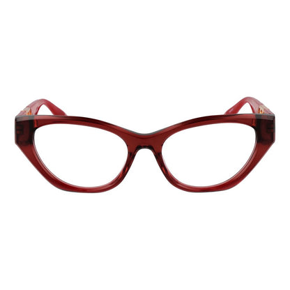 Trussardi Red Acetate Glasses (Frames) for women, full-rim cat eye style, 53mm lens width, 145mm frame width, red acetate material.