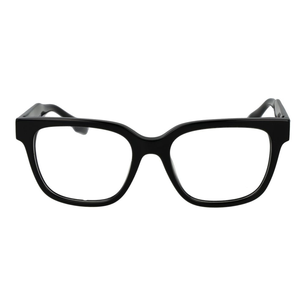 Trussardi Black Acetate Glasses (Frames) for men, full-rim square style with 52mm black frame and demo lenses, spring hinge included.